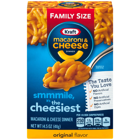 Kraft Original Mac & Cheese Macaroni and Cheese Dinner Family Size 14.5 Oz Box