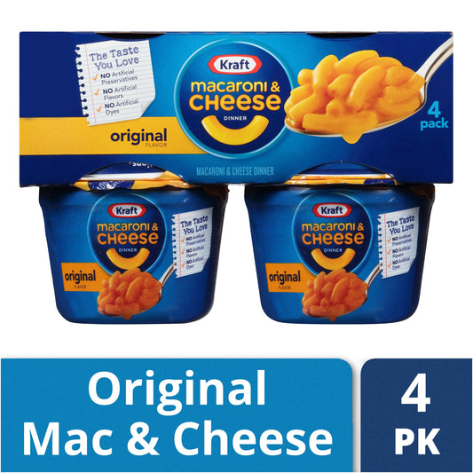 Kraft Easy Mac Original Microwavable Macaroni & Cheese Dinner, 4 Ct, 8.2 Oz - 2.05 Oz