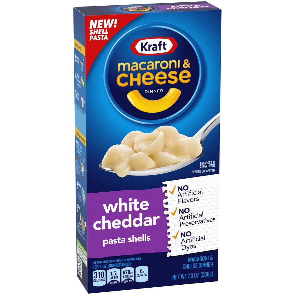 Kraft White Cheddar Macaroni & Cheese Dinner with Pasta Shells 7.3 Oz Box