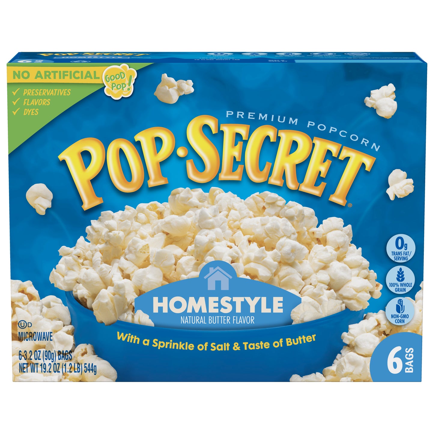 Pop Secret Homestyle Microwave Popcorn, 6 Ct, 3.2 Oz