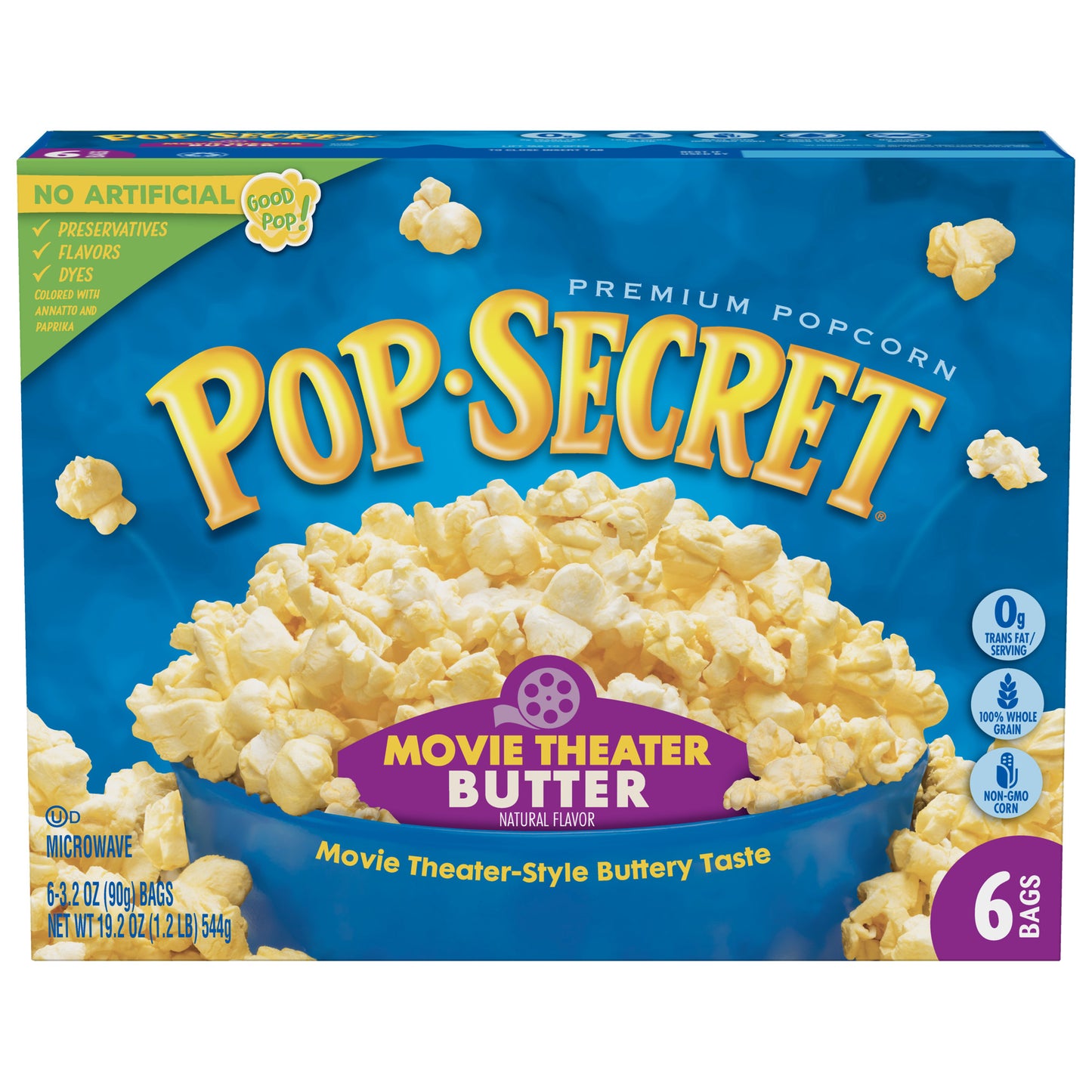 Pop Secret Movie Theater Butter Microwave Popcorn, 6 Ct, 3.2 Oz