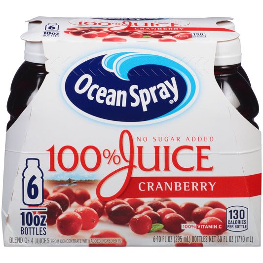 100% Juice, Cranberry, 10oz Bottle, 6/Pack