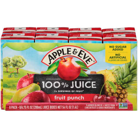 Apple & Eve 100% Juice Fruit Punch 6.75 Fluid-oz 8 Count