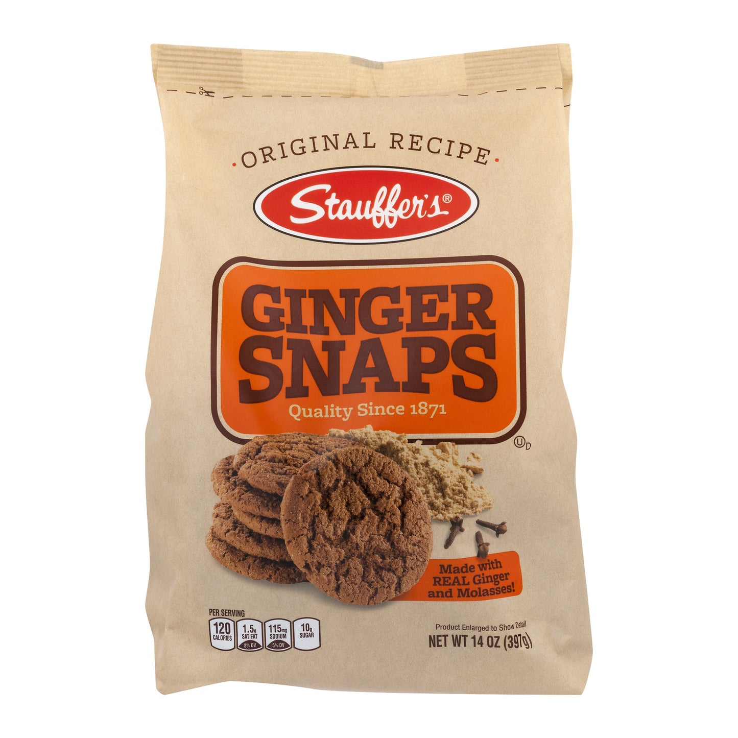 Stauffer S SNAPS Ginger Cookies 14oz Shelf-Stable Bag