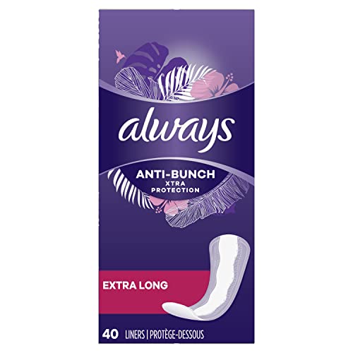 Always Anti-Bunch Xtra Protection Daily Liners Long Absorbency Unscented 40 Count