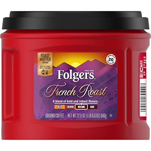 Folgers French Roast Medium-Dark Roast Ground Coffee 22.6 Oz. Canister