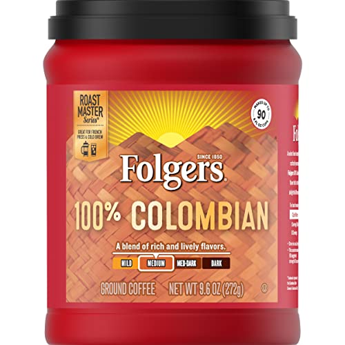 Folgers Colombian Coffee Medium Roast Ground Coffee 9.6 Ounce Canister