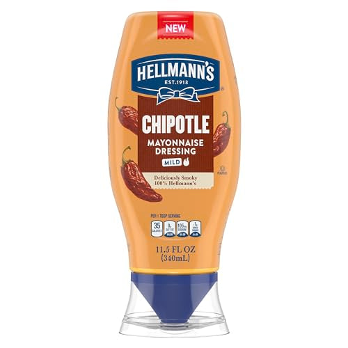 Hellmann's Mayonnaise Dressing Mild Chipotle for Tacos, Grilled Chicken Sandwiches & More, with Real Ingredients & No Artificial Flavors, 11.5 Oz