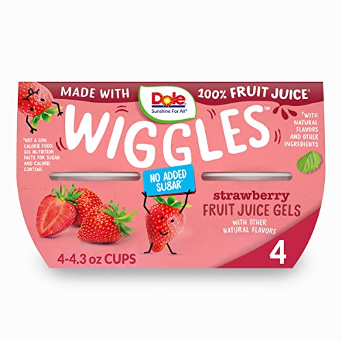 (4 Cups) Dole Wiggles Strawberry Fruit Juice Gels 4.3 Oz