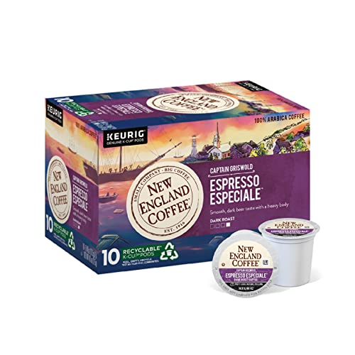 New England Coffee Espresso Especiale – Smooth, Full-bodied Dark Roast Single Serve K-Cup Coffee Pods 10 Ct. Box