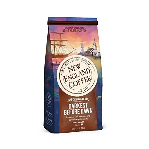 New England Coffee Darkest Before Dawn – Rich and Bold Flavored Dark Roast Ground Coffee - 10 Ounce Bag (1 Pack)