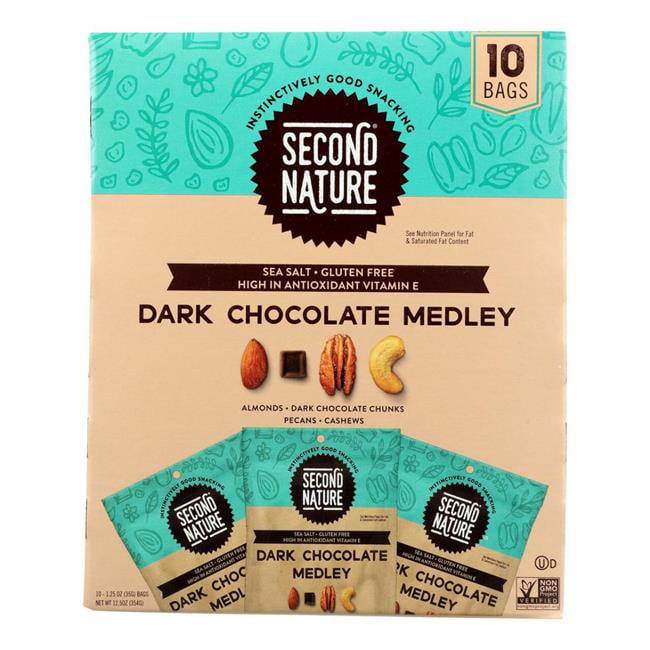 Second Nature Nut Medley Mix Dark Chocolate 1.25 Oz Each / Pack of 10