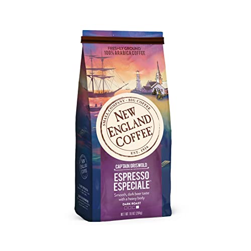 New England Coffee Espresso Especiale – Smooth, Full-bodied Dark Roast Ground Coffee - 10 Ounce Bag