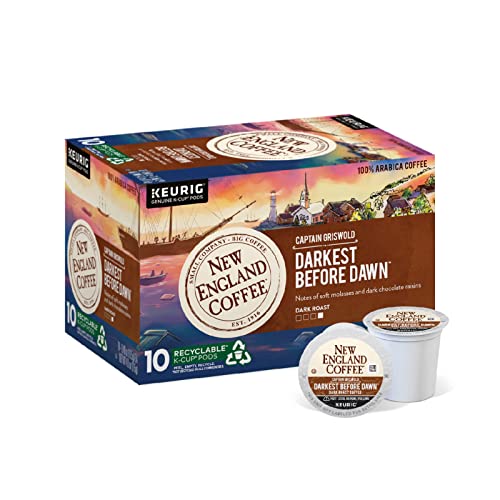 New England Coffee Darkest Before Dawn – Rich and Bold Flavored Dark Roast Single Serve K-Cup Coffee Pods 10 Ct. Box