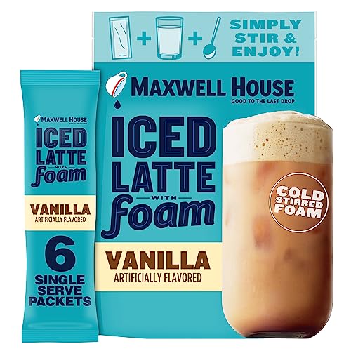 Maxwell House Iced Vanilla Latte with Foam Instant Coffee Drink Mix 5.92 Oz 6 Packets