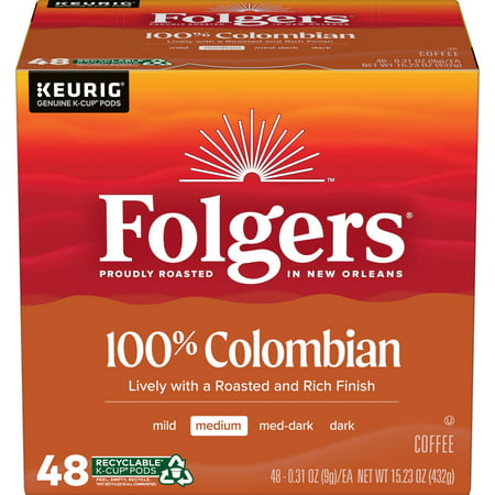 Folgers Colombian Coffee Medium Roast Keurig K-Cup Pods 12 Count Box