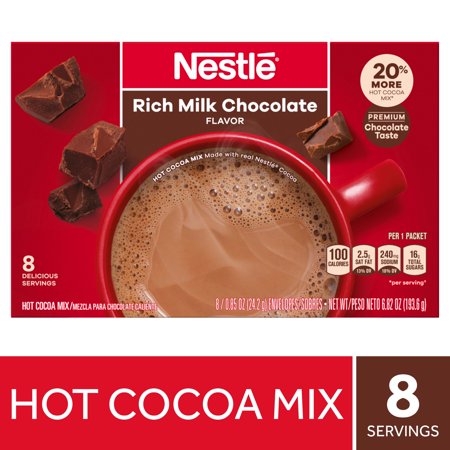 Nestle Hot Cocoa Mix, Rich Milk Chocolate, 8 Envelopes, 0.85 Oz