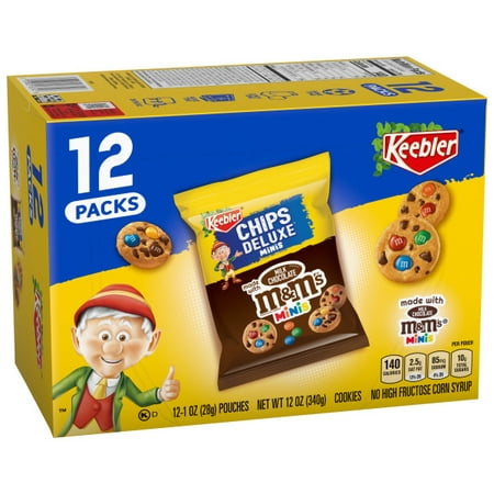 Keebler Chips Deluxe Minis Cookies with M&M S Minis Snack Bags 12 Count