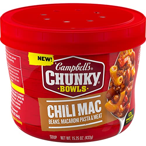 Campbell’s Chunky Soup Chili Mac Soup 15.25 Oz Microwavable Bowl