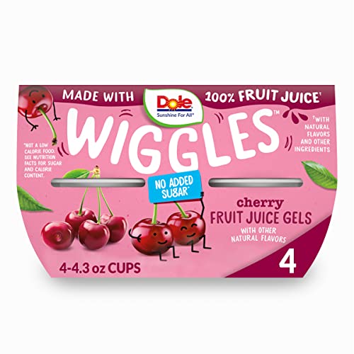 (4 Cups) Dole Wiggles Cherry Fruit Juice Gels 4.3 Oz