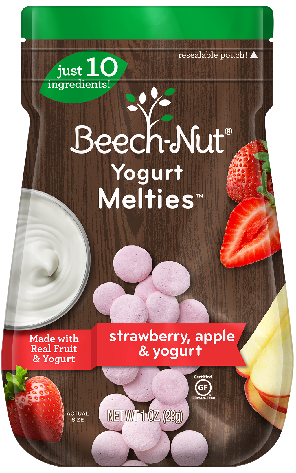 Beech-Nut, Yogurt Melties, 8+ Months, Strawberry, Apple & Yogurt, 1 Oz (28 G)