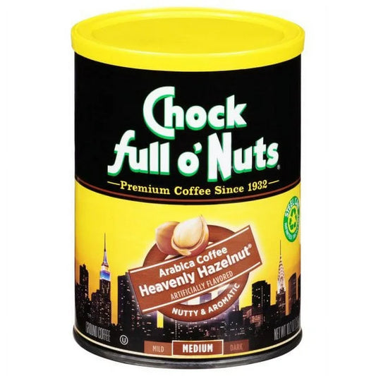 Chock Full oNuts Hazelnut Flavored Ground Coffee (10.2 Oz. Can) - Premium Coffee Beans