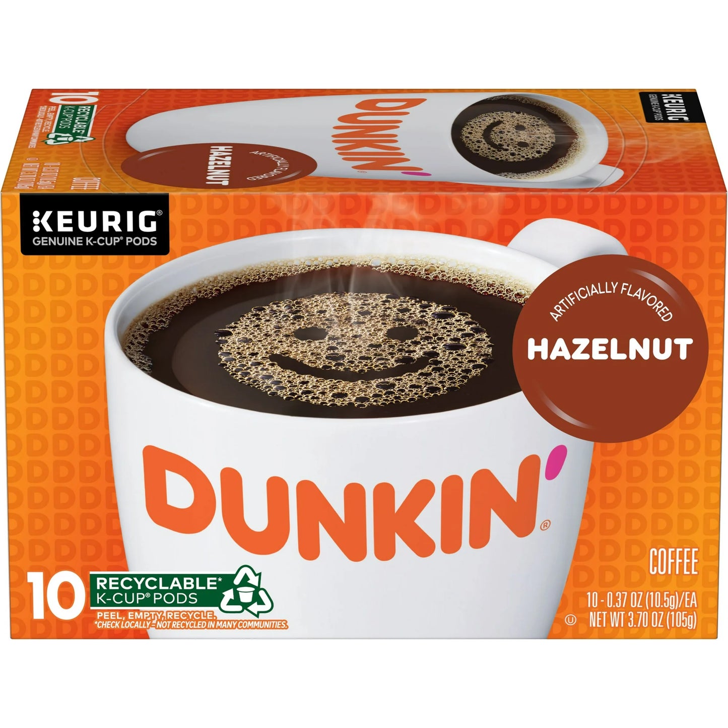 Dunkin' Hazelnut Flavored Coffee K-Cup Pods, 10 Count