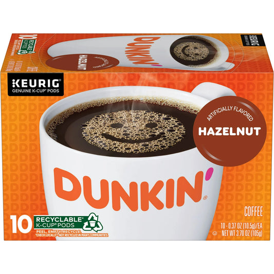 Dunkin' Hazelnut Flavored Coffee K-Cup Pods, 10 Count