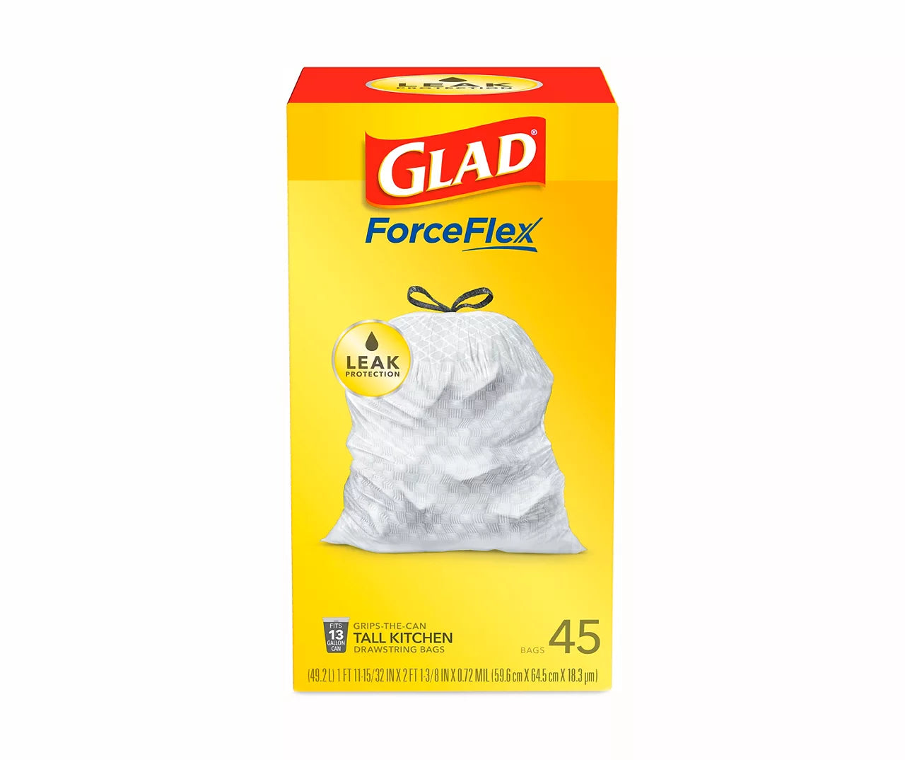 Glad ForceFlex 13-Gallon Trash Bags, 45-Count