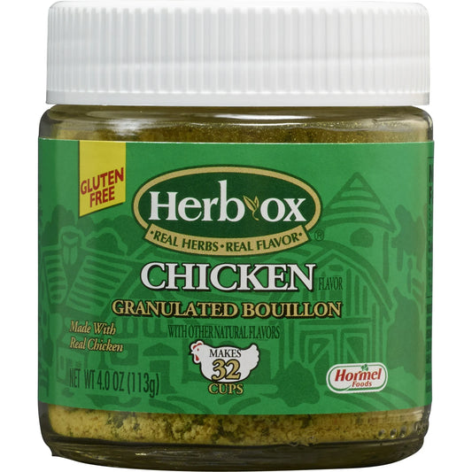 HERB-OX Chicken Bouillon Granules, Chicken Stock Seasoning, Shelf Stable, Plastic Jar 4 oz