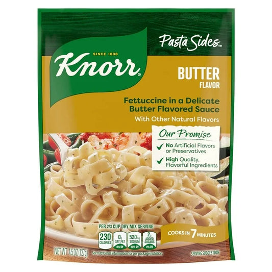 Knorr No Artificial Flavors Creamy Butter Pasta Sides Cooks in 7 Minutes, 4.5 oz Regular