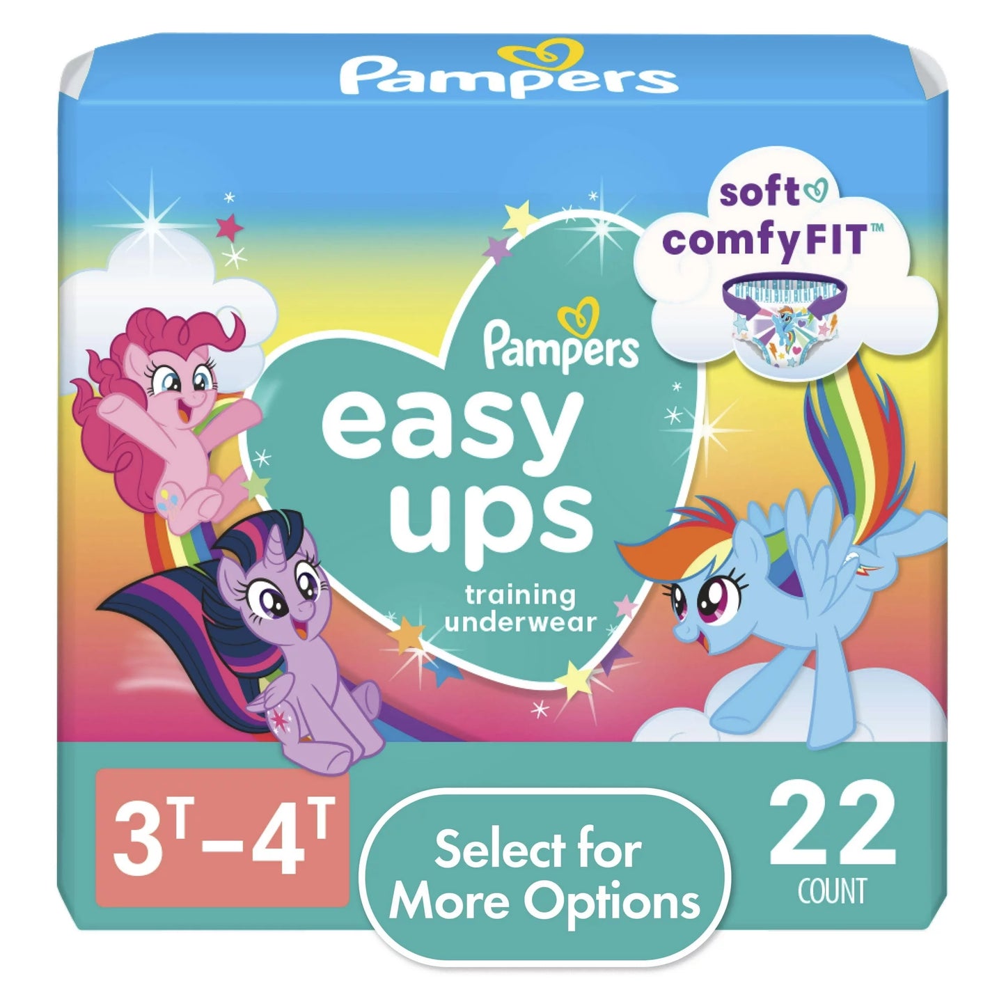 Pampers Easy Ups Girls Potty Training Pants - Size 3T-4T, 22 Count