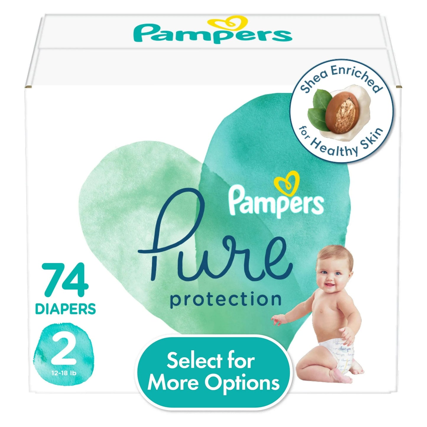 Pampers Pure Diapers Size 2, 74 Count