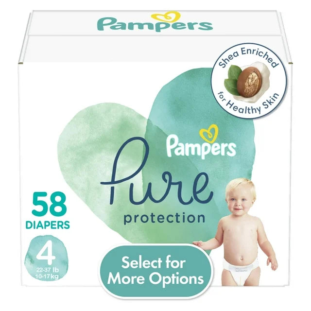 Pampers Pure Diapers Size 4, 58 Count