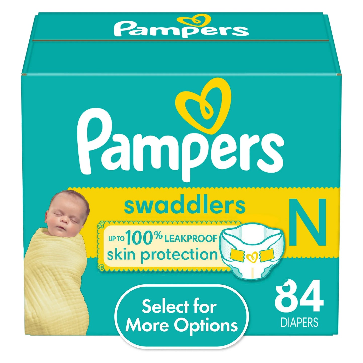 Pampers Swaddlers Diapers, Newborn, 84 Count