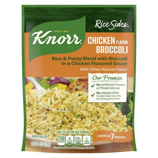 Knorr Rice Sides Chicken Broccoli with Rice and Pasta Cooks in 7 Minutes No Artificial Flavors No Preservatives No Added MSG 5.5 Oz