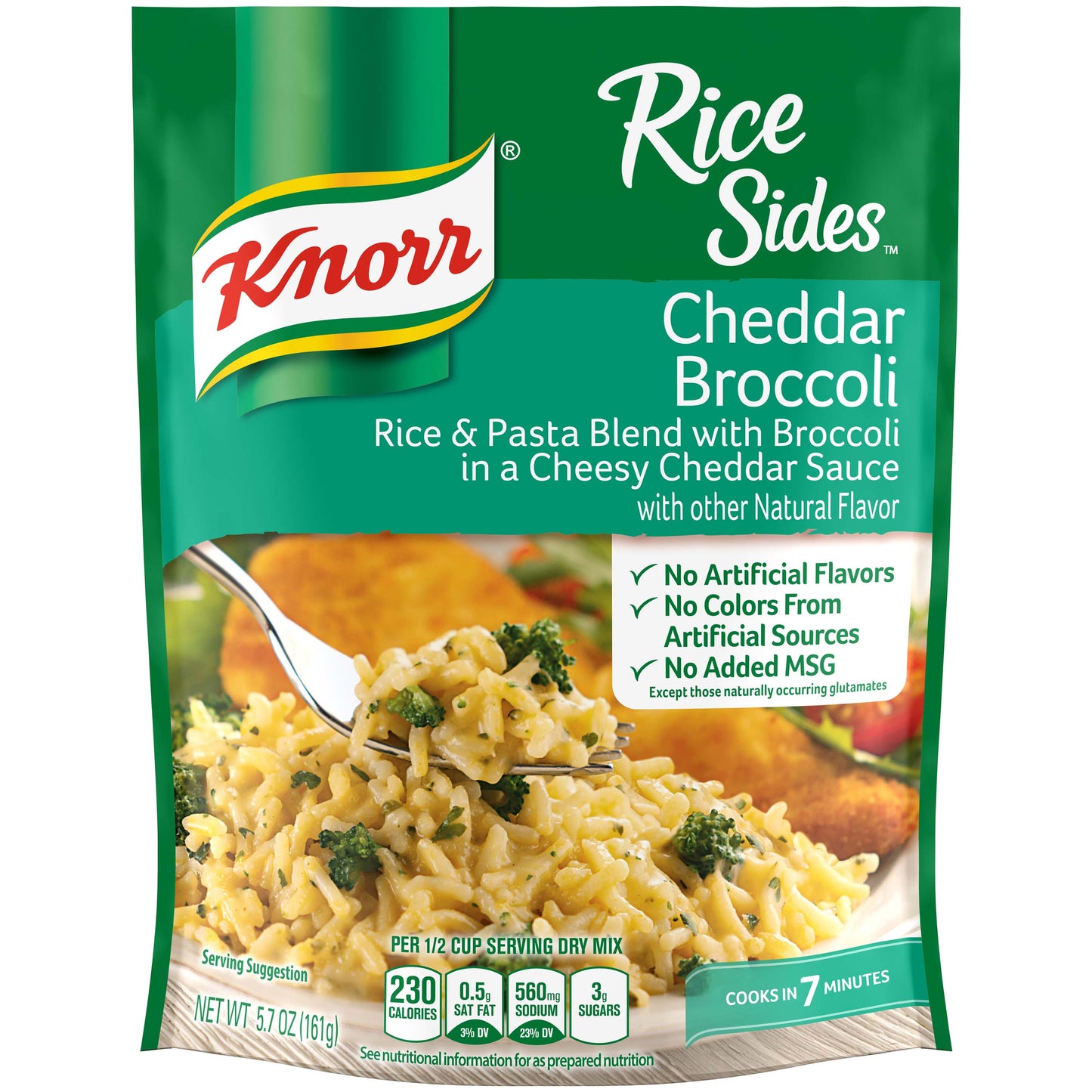 Knorr Rice Sides No Artificial Flavors Cheddar Broccoli Rice Cooks in 7 Minutes 5.7 Oz