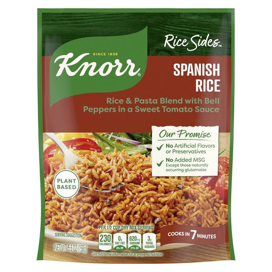 Knorr Rice Sides Spanish Rice Cooks in 7 Minutes No Artificial Flavors No Preservatives No Added MSG 5.6 Oz