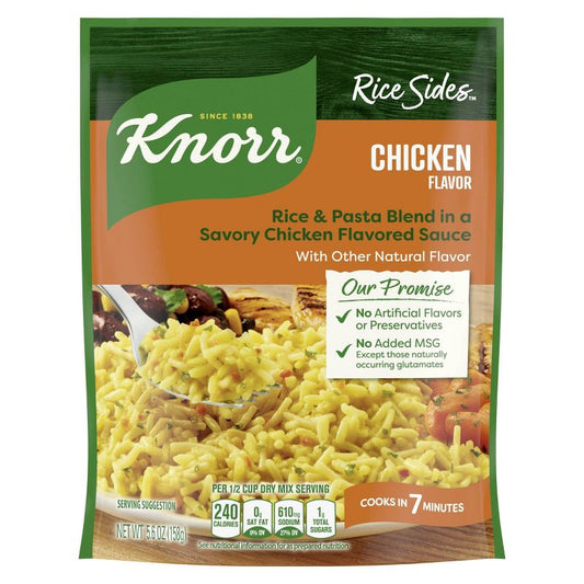 Knorr Rice Chicken Long Grain Rice and Vermicelli Pasta Blend No Artificial Flavors No Preservatives No Added MSG 5.6 Oz